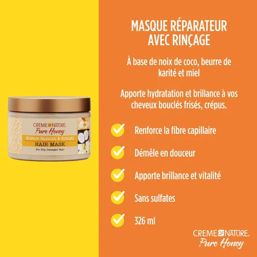 Miniatura 2 de Creme of Nature Mascarilla para el cabello, miel pura, aceite de coco y fórmula de manteca de karité, reposición de humedad y fuerza, 11.5 onzas