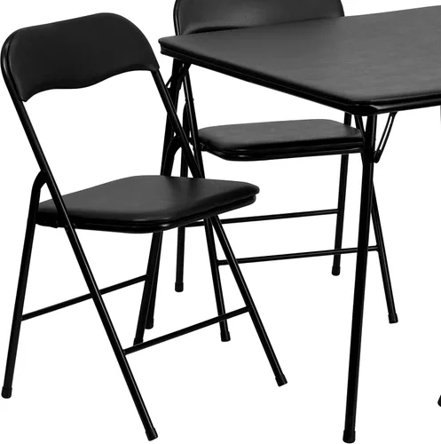 Miniatura 8 de Flash Furniture - Juego de mesa y sillas plegables negras de 5 piezas para jugar cartas Negro
