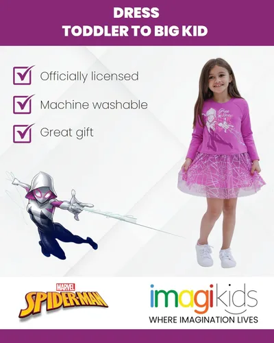 Miniatura 5 de Marvel Spider-Man Spider-Gwen Ghost Spider - Vestido de rizo francés para niñas pequeñas y grandes