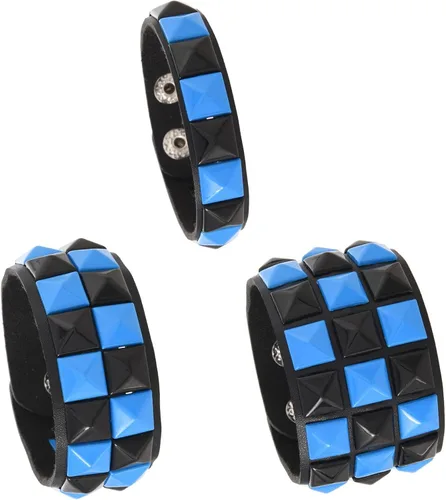 Miniatura 10 de 3 pulseras punk, pulseras de cuero con tachuelas, pulsera emo, pulseras góticas ajustables para hombres y mujeres