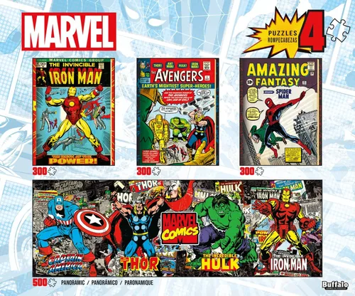 Miniatura 2 de Buffalo Games - Marvel Comics - Colección de cómics multipack 4 en 1 - Paquete de rompecabezas para adultos - Tres rompecabezas de 300 piezas y un