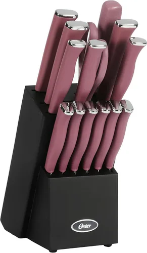 Miniatura 10 de Oster Langmore - Juego de 15 piezas de cuchillos de acero inoxidable con mangos negros – Juego completo de cuchillería de cocina en caja de Negro