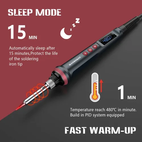 Miniatura 3 de Kit de soldador, 90 W, temperatura ajustable, 356.0-896.0 °F, soldador con pantalla LED, kit de pistola de soldadura 9 en 1, incluye 5 puntas, cable