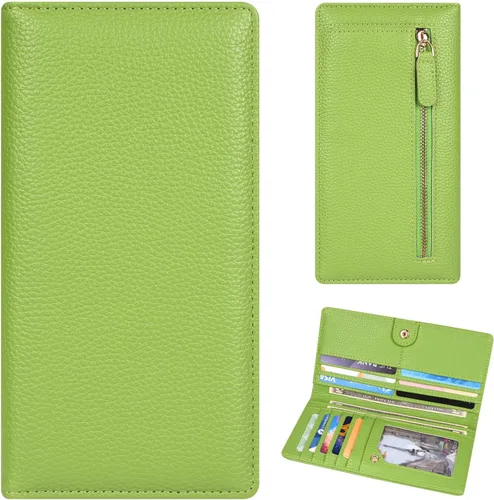 Miniatura 30 de Billetera para mujer, billetera RFID extradelgada, bolso plegable de cuero, con 11 ranuras para tarjetas y ventana de identificación, lindo monedero