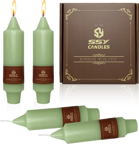 Miniatura 8 de Velas cónicas cortas de 5 pulgadas, velas sin aroma hechas a mano, juego de 4 con tiempo de combustión largo, velas retorcidas para boda, hogar