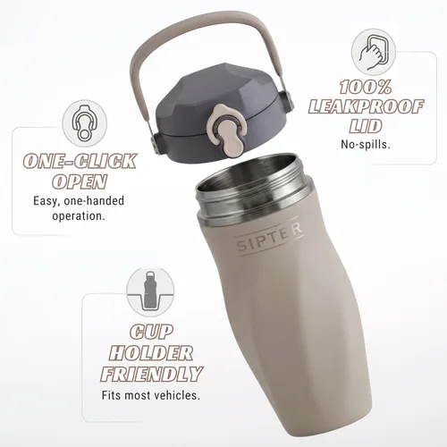 Miniatura 2 de Earth Stone - Botella mezcladora de proteínas aislada de 24 onzas, acero inoxidable 316 de grado médico, diseño sin grumos pendiente de patente