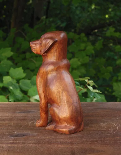 Miniatura 5 de G6 Collection Estatua de perro de madera tallada a mano de 8 pulgadas, escultura artística, decoración rústica para el hogar, decoración hecha a