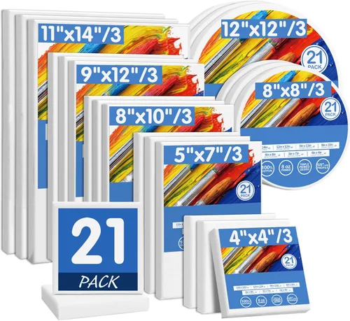 Miniatura 11 de FIXSMITH Lienzo blanco estirado de 12 x 16 pulgadas, paquete a granel de 8, imprimado, 100 % algodón, perfil de 5/8 pulgadas, paquete de gran valor