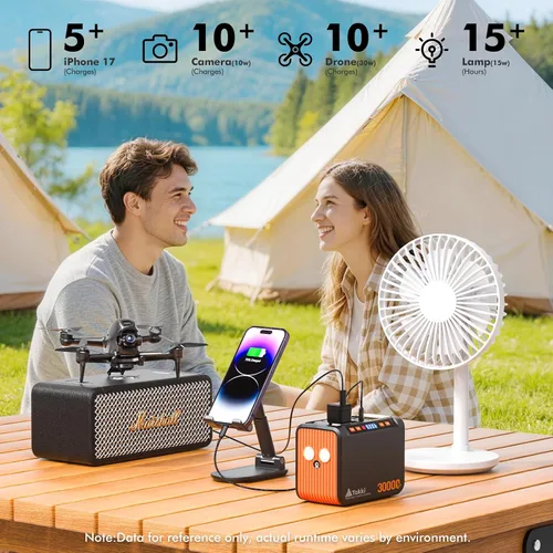 Miniatura 3 de Takki Generador Solar Portátil de 111Wh Estación de Energía con Panel Solar Plegable de 21W, Banco de Energía Cargador Solar de Pico de 120W