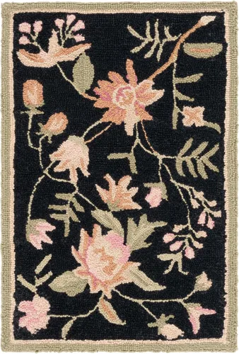 Miniatura 3 de SAFAVIEH Chelsea Collection - Alfombra decorativa de 1 pies 8 pulgadas x 2 pies 6 pulgadas, color negro, lana de campo francesa enganchada a mano
