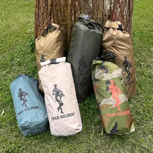 Miniatura 9 de FREE SOLDIER Lona impermeable portátil multifuncional para exteriores, camping, viajes; toldo de mochilero, refugio contra la lluvia Verde oscuro