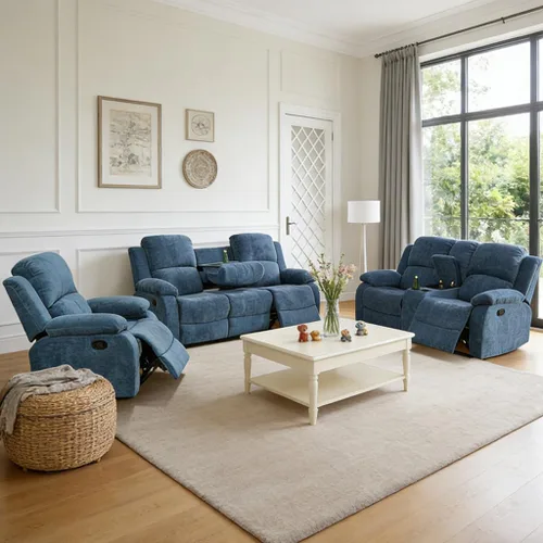 Juego de sofá reclinable manual, juego de sofá reclinable de microfibra, juego de muebles modernos para sala de estar, sofá reclinable para sala de