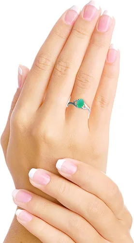 Miniatura 2 de Galaxy Gold GG Anillo de oro blanco de 14 k con esmeralda natural
