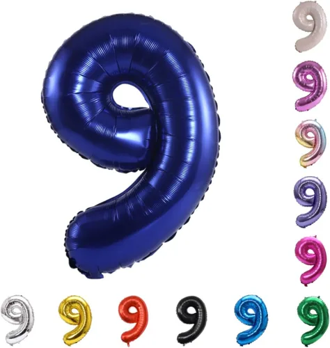 Miniatura 132 de YPSelected Globo grande de 32 pulgadas de helio con números 0-9 de papel de aluminio azul para cumpleaños, bodas y fiestas (Azul, 3)