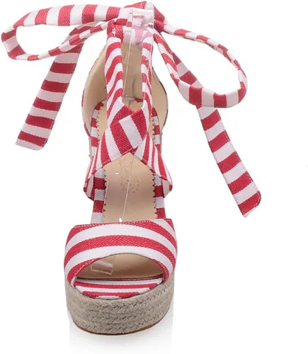 Miniatura 4 de MERUMOTE Sandalias de plataforma de cuñas de verano a rayas de color vestido de uso diario para mujer