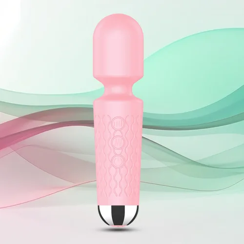 Masajeador personal de espalda, masajeador de mano impermeable y recargable, 20 velocidades, 8 patrones, masaje de vibración, perfecto para Rosa