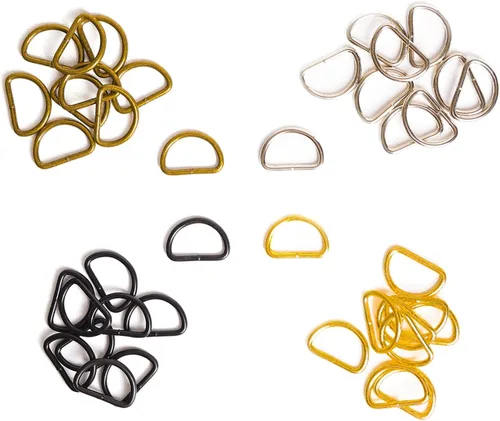 Miniatura 3 de 40 anillos en D de 1 pulgada (0.984 in) soldados con mezcla de metal fuerte, anillos en D semicirculares para collares de mascotas, bolsas