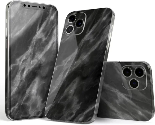 DesignSkinz Kit de calcomanías de cuerpo completo compatible con iPhone 15 Plus, mármol blanco y negro