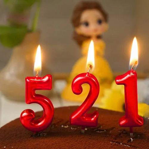Miniatura 6 de Velas de Cumpleaños Rojas 3 Velas 3er Tres Años Pastel Número Romano Enfriador Número Vela No 30 31 32 33 34 35 36 37 38 39