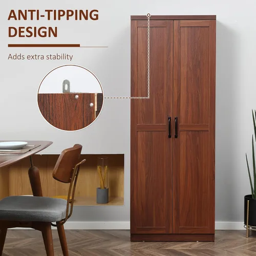 Miniatura 6 de HOMCOM Despensa de cocina de 2 puertas de 63 pulgadas, armario de almacenamiento independiente con estantería de 5 niveles y 2 estantes ajustables