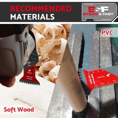 Miniatura 5 de S&F STEAD & FAST 6 cuchillas oscilantes extralargas para madera, dientes japoneses, bordes curvos, hojas de sierra oscilantes para madera, plástico