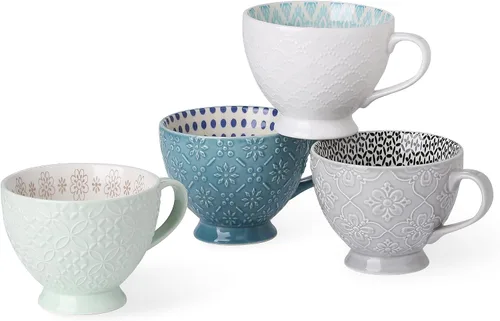 SIGNATURE HOUSEWARES Juego de 4 tazas con patas surtidas de 14 onzas, PP13 multicolor