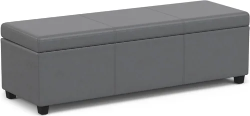 SIMPLIHOME Avalon - Banco contemporáneo tipo otomana rectangular con almacenamiento extragrande de 54 pulgadas de ancho, de pelo sintético de Gris