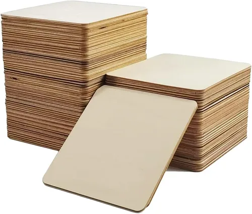 Miniatura 9 de 50 cuadrados de madera sin terminar de 3 x 3 pulgadas, recortes cuadrados de madera en blanco natural para manualidades, pintura, posavasos