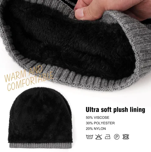 Miniatura 3 de Wmcaps Gorros de invierno para hombres y mujeres, gorro de invierno con forro polar cálido