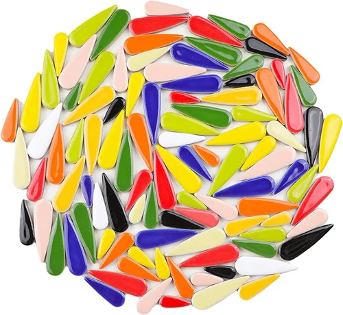 Miniatura 21 de Mosaico de cerámica de hojas de pétalos de gota de agua de 1.1 libras para manualidades, piezas de mosaico de cerámica en forma de lágrima