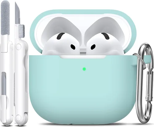 Miniatura 14 de R-fun Funda para AirPods 4 con kit de limpieza, funda protectora completa de silicona suave, compatible con AirPods 4 Gen, verde bosque C Bosque