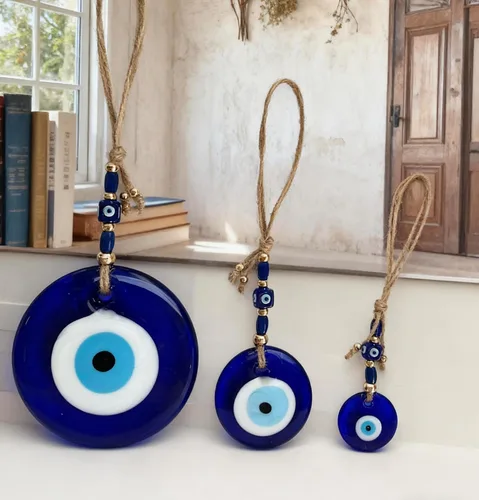 Miniatura 8 de Amuleto de cristal azul hecho a mano para colgar en la pared, amuleto de buena suerte para el hogar, oficina, decoración de coche, jardín, adorno