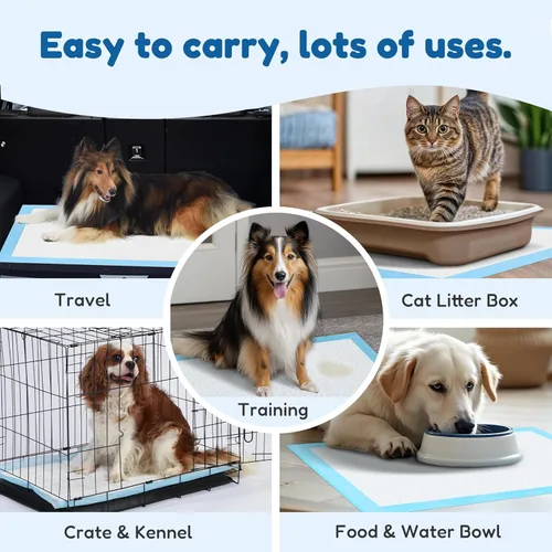 Miniatura 6 de Almohadilla de entrenamiento impermeable súper absorbente para perros y cachorros, almohadilla para mascotas, azul (23.6 x 23.6 pulgadas