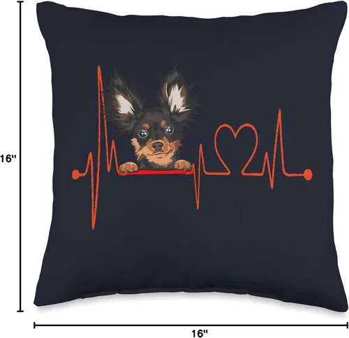 Miniatura 4 de Russian Toy Terrier Owners & Lovers Gifts & Tees Russian Toy Terrier Heartbeat EKG My Dog is My Valentine - Almohada de 16 x 16 pulgadas, multicolor