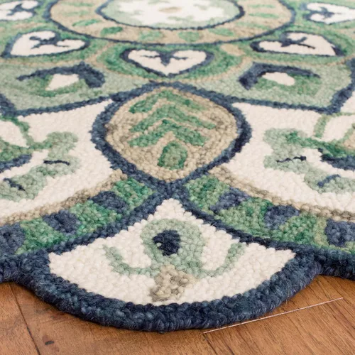 Miniatura 4 de SAFAVIEH - Alfombra de la colección Novelty, modelo NOV604M, estilo floral bohemio rústico campestre, hecha a mano, de lana, ideal para áreas