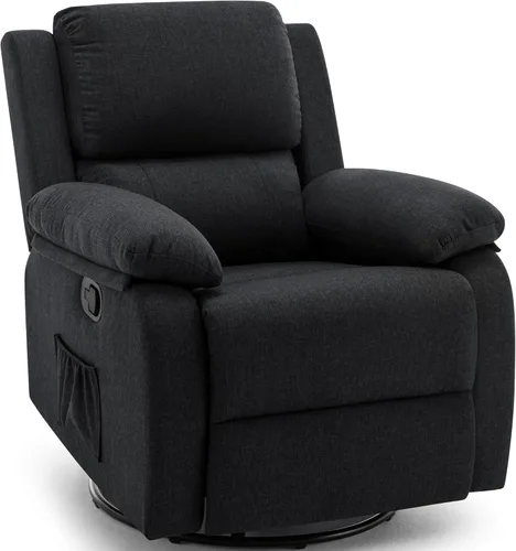 Miniatura 12 de Korser Silla reclinable, silla mecedora giratoria 360 grados para adultos, mecedora pequeña para espacios pequeños, tapizada de tela, reclinable