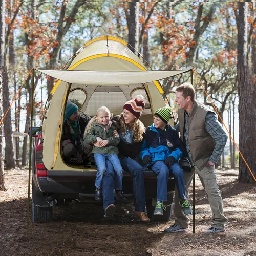 Miniatura 7 de Tienda de campaña para camioneta con toldo de sombra, impermeable PU5000mm Oxford para caja de camioneta de 5 a 5.2 pies para camping, viajes