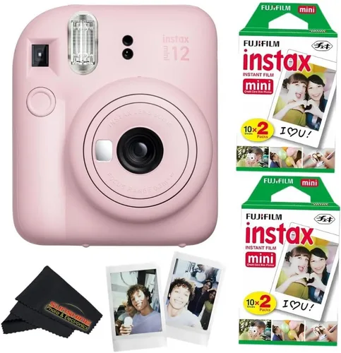 Fujifilm Cámara Instax Mini 12 (Blossom Pink, con película extra (40 hojas))