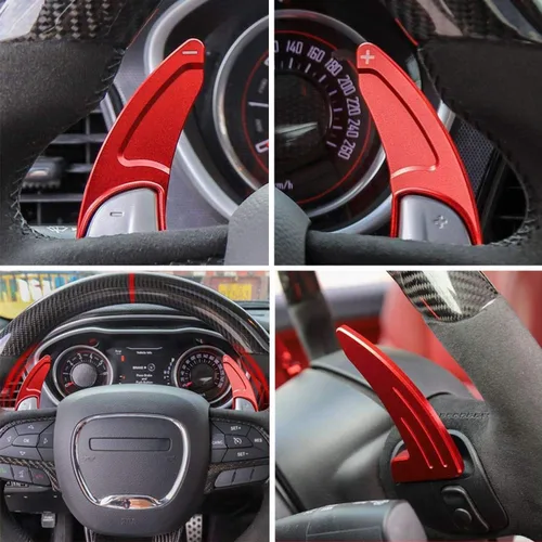 Miniatura 5 de Cubierta de extensión de paletas de cambio del volante para Dodge Challenger Charger Durango RT & Scat Pack 2015-2024, para Jeep Grand Cherokee Rojo