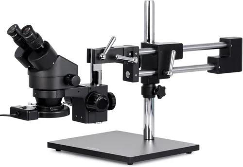 AmScope SM-4BZ-FRL-B Microscopio de zoom estéreo binocular profesional, ocular WH10x, aumento de 3.5X-90X, objetivo de zoom 0.7X-4.5X, luz de anillo