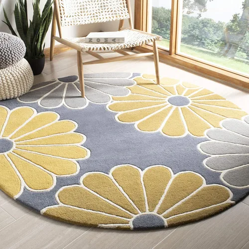 Miniatura 8 de SAFAVIEH Soho Collection SOH705A - Alfombra decorativa hecha a mano de lana y viscosa de 2 x 3 pies, color gris y amarillo