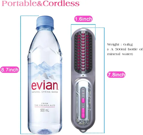 Miniatura 2 de Cepillo alisador de pelo, cepillo portátil para mujeres, mini peine alisador para el cuidado del cabello de viaje, 9600 mAh recargable, peine