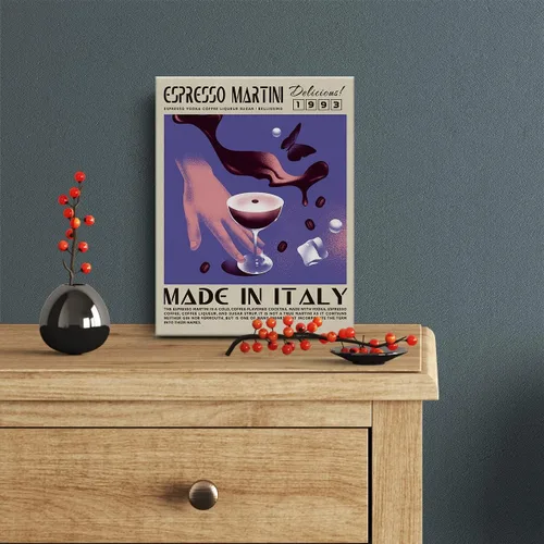 Miniatura 2 de Divertido lienzo de cóctel para decoración de pared de Martini Espresso Martini, 12 x 15 pulgadas, decoración moderna para el hogar, cocina, bar