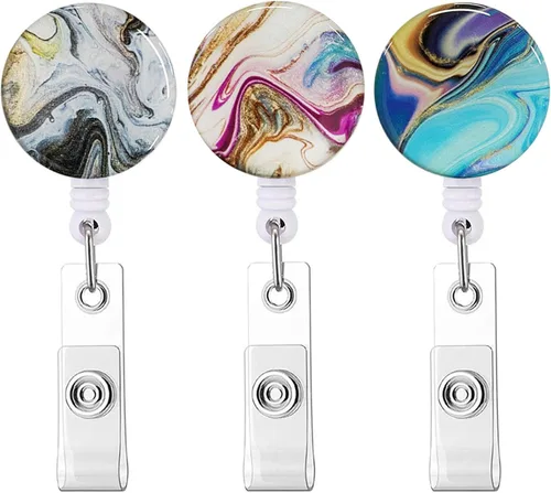 Miniatura 18 de Carrete retráctil para insignias, carretes de insignia de enfermera con clip de cocodrilo, clip decorativo con nombre en portatarjetas de Paquete