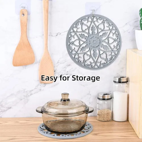 Miniatura 7 de Salvamanteles de silicona para platos calientes, ollas y sartenes, tapete multiusos tallado resistente al calor, almohadillas calientes para cocina