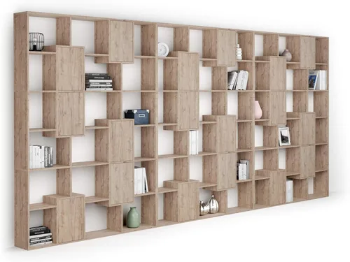 Miniatura 34 de Mobili Fiver, Iacopo XS Estantería con puertas de panel (63.31 x 31.5 pulgadas), color negro Ashwood, Made in Italy