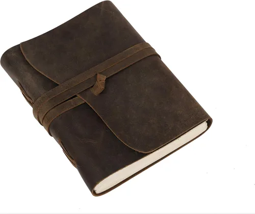 Miniatura 18 de Diario de viaje de cuero, cuaderno encuadernado vintage hecho a mano para hombres y mujeres, acabado antiguo, cuero de búfalo auténtico, papel