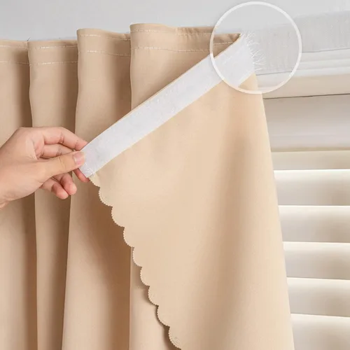 Cortinas autoadhesivas, sin taladrar, sin varilla, cortinas opacas fáciles de instalar para persianas de ventana, dormitorio (beige, 35 x 59