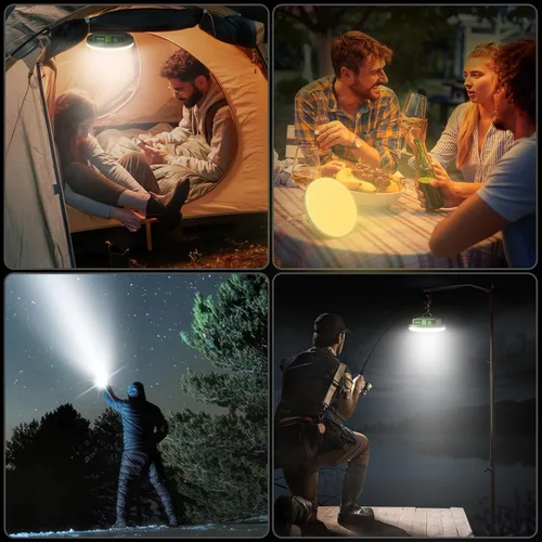 Miniatura 7 de Eventek Linterna de campamento de 12000 mAh, luces LED ultra brillantes con 4 modos y magnética, linterna recargable impermeable IPX5 para cortes