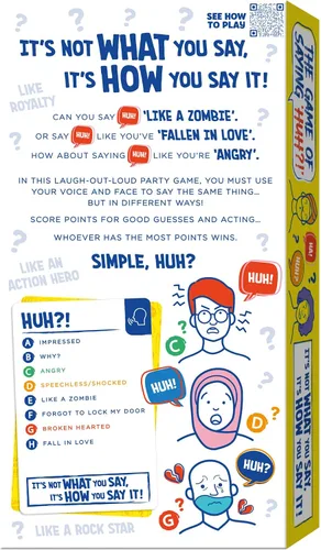 Miniatura 4 de TOMY The Game of Saying 'Huh?!' - Juegos de cartas de impresiones de voz - Divertido juego de fiesta de actuar y adivinar - Juegos de mesa